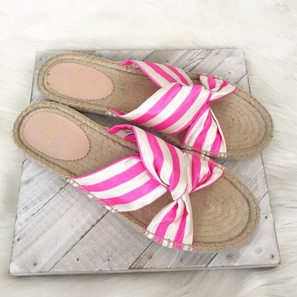 J.Crew Striped Twisted Knot Espadrille Sandals Size 8.5 - Picture 1 of 13